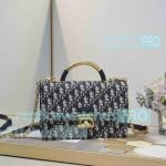 Replica CD Large Ange Flap Bag Black Beige Calfskin